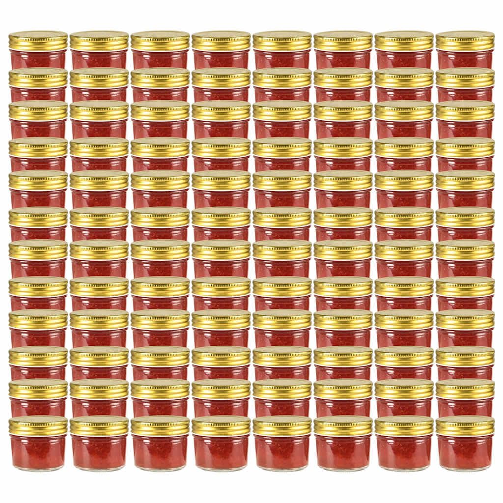 Einmachgläser mit goldenem Deckel, 96 Stk. 110 ml Gläser