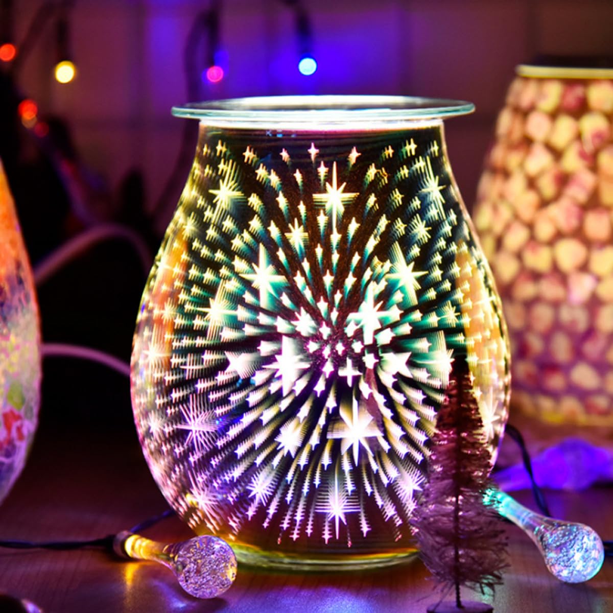 BESPORTBLE 3D-Glas Duftlampe 1 Stück, Dekorativer Aromatherapie Halter