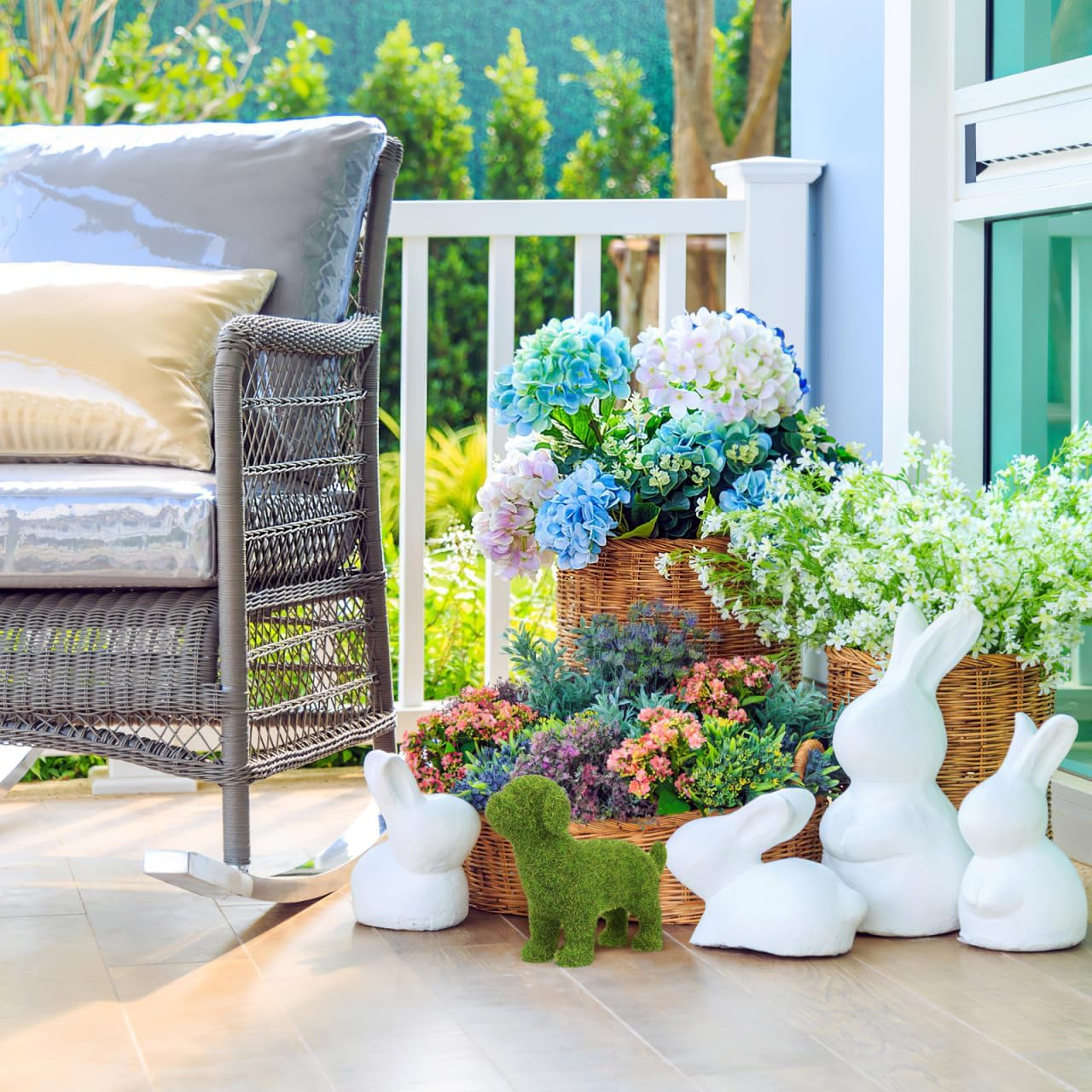 European Style Dog Figurine 6.88 Inch Outdoor Garden Ornament with Yarn Flocking Realistic Dog Topiary for Patio Lawn Decor - Image 3