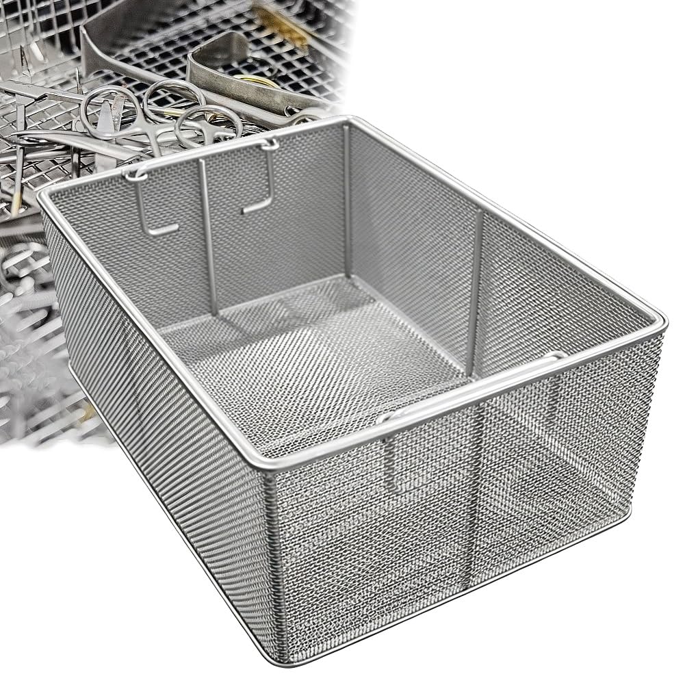 yjnhxns Medical 304 Stainless Steel Mesh Basket Instrument Disinfection Basket Sterilizing Basket for Surgical Instruments Ophthalmic Oral Dental(25 * 15 * 10cm)