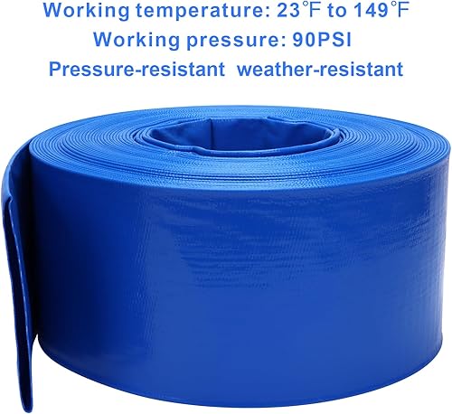 Miniatura 56 de Lay-Flat Manguera de retrolavado para piscina, manguera de descarga reforzada de PVC resistente a la intemperie, manguera de drenaje de piscina