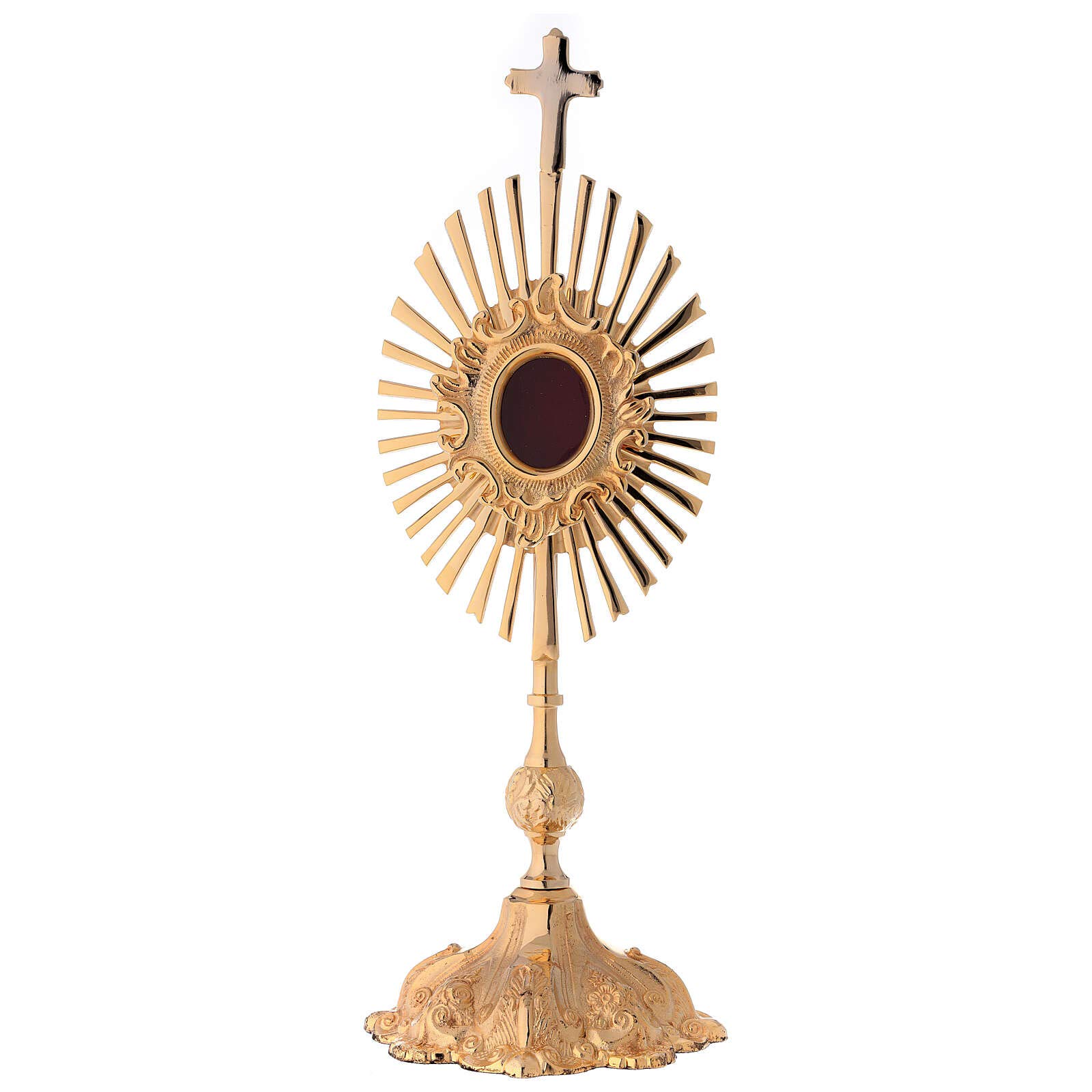 Holyart Reliquary with Rays h 35 cm, Gold Plated Brass