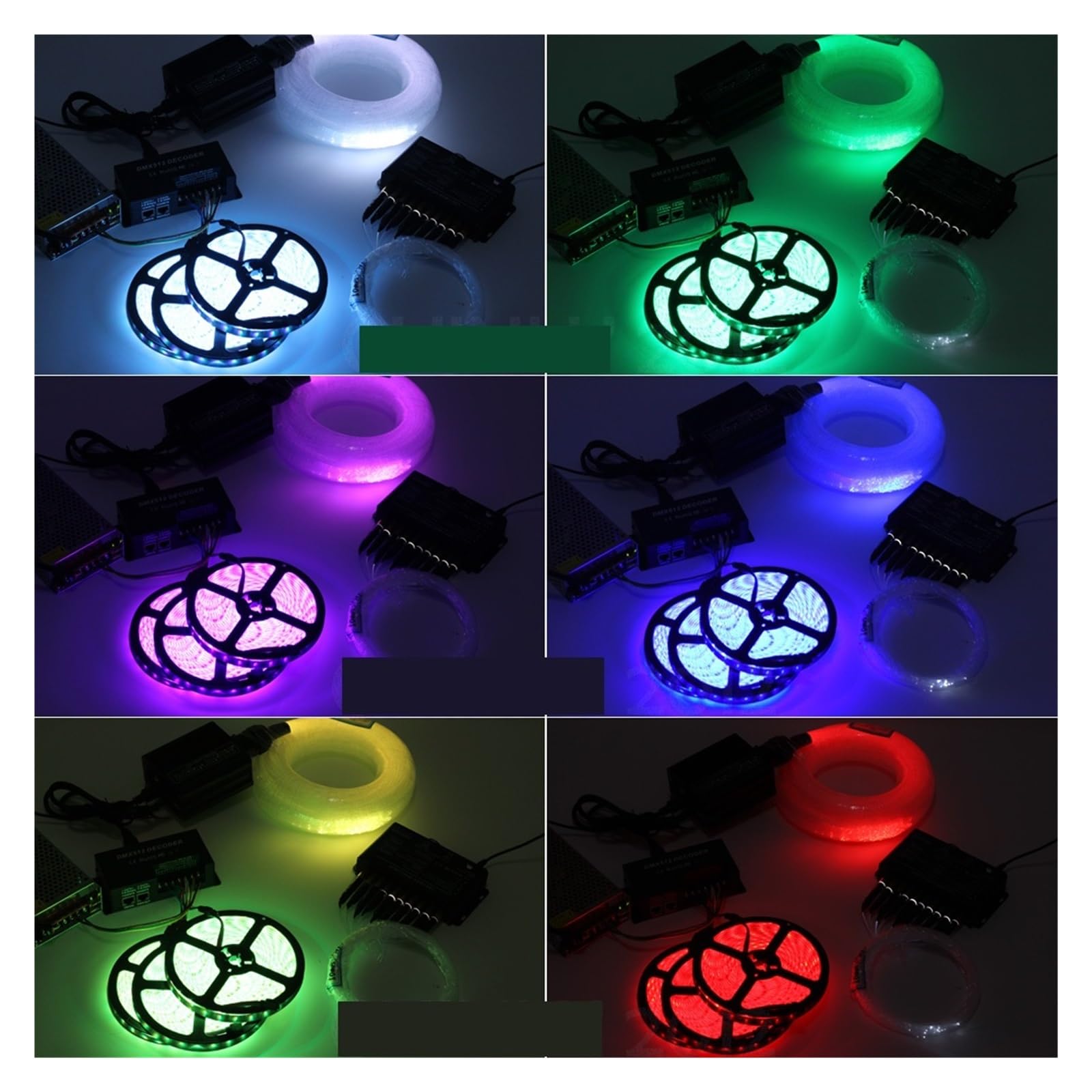 Luci interne a LED per auto, Kit soffitto a stella in fibra ottica ， Controllo decodificatore RGBW 16W Striscia 15m 4m 335 fili ， Progetto decorativo luce meteorica in fibra Luci d'atmosfera per auto