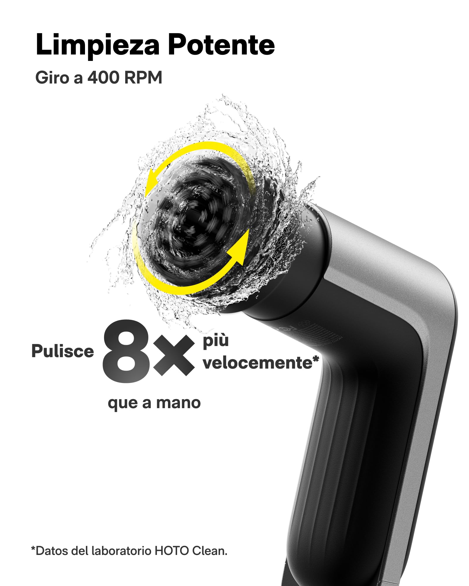 HOTO Grip™ Cepillo Eléctrico de Limpieza Hogar, IPX7 Impermeable, Cepillo Limpieza Eléctrico Ligero (0.29 kg) con 6 Cabezales, para Limpieza de Cocina, Vajilla, Encimera, Parrilla, Placa, Baldosas