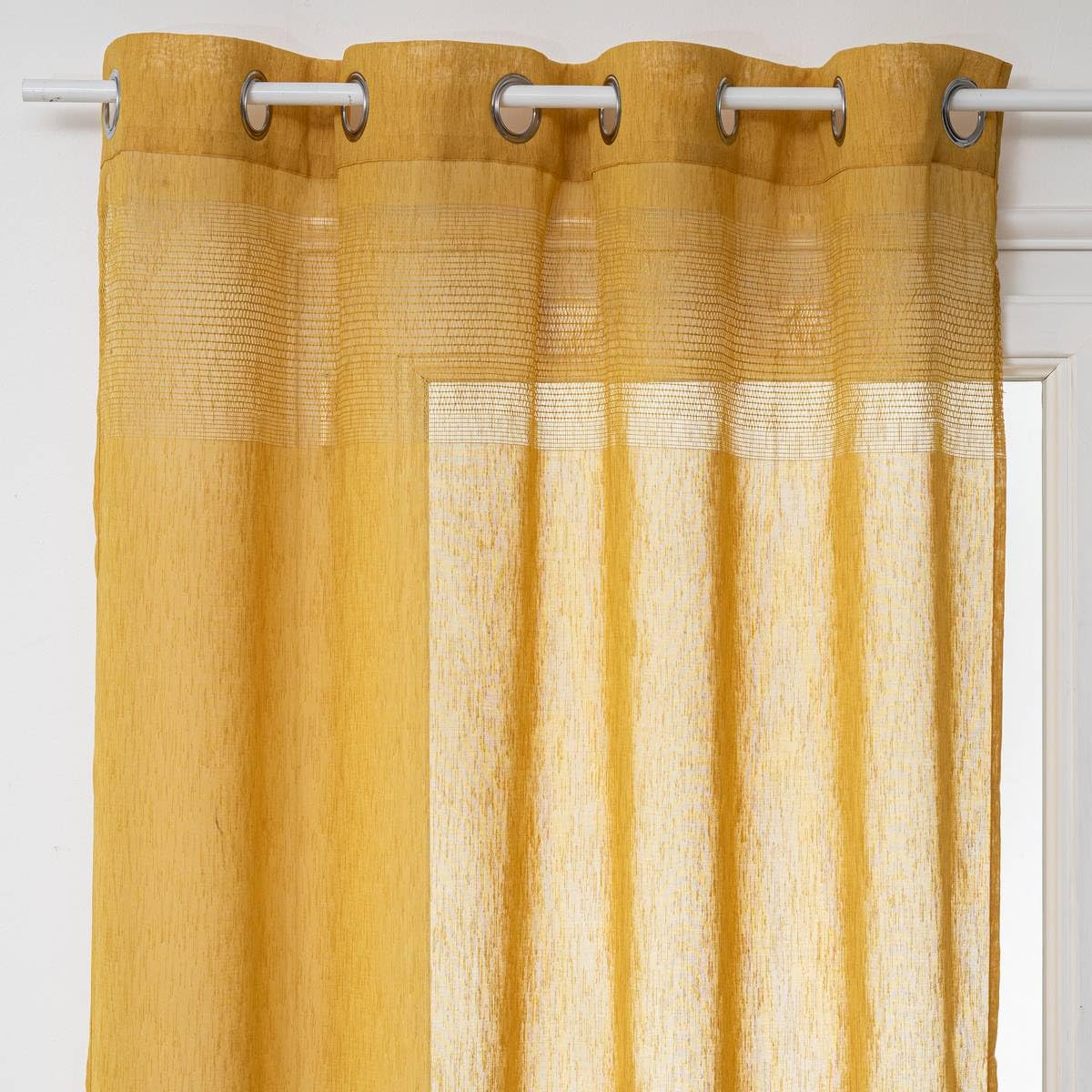 Atmosphera - Voilage à Oeillets 140 x 240 cm, Tissage Ajouré, Laisse Passer la Lumière - Rideau pour Salon, Chambre