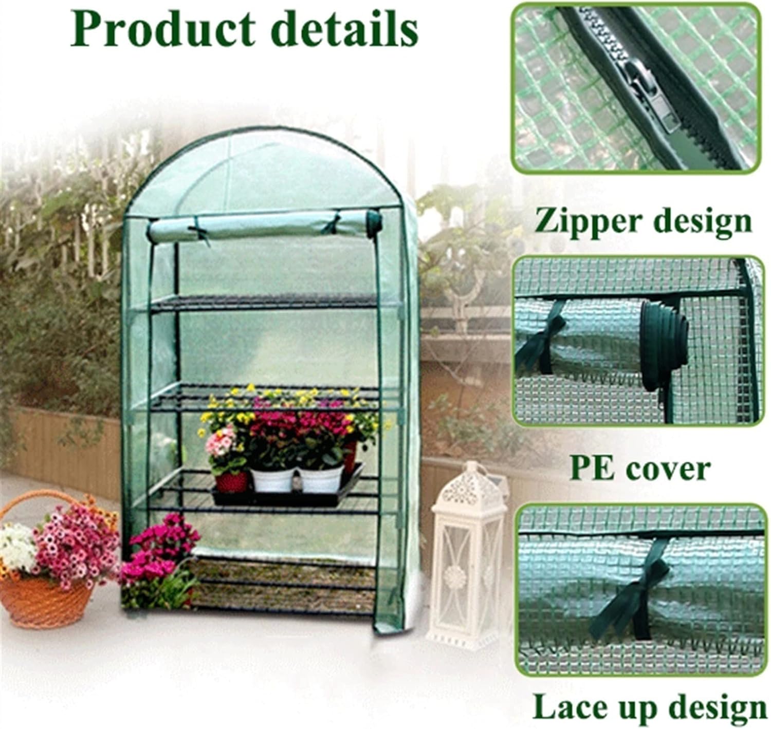 Outdoor Greenhouse,Plastic Warm House,PE Cover with Roll-up Zipper Entry Doors, Garden Plant Hot House,for Patio, Backyard, Nursery, Home Growing ( Color : White )