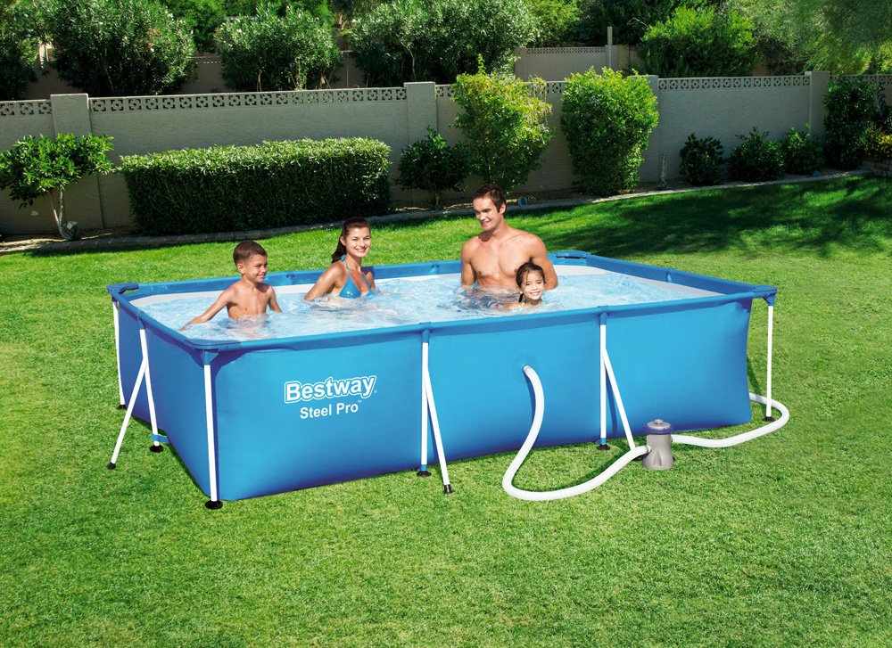 Bestway Steel Pro Stahlrahmenpool Set mit Filterpumpe, 3300 L, blau, 300 x 201 x 66 cm