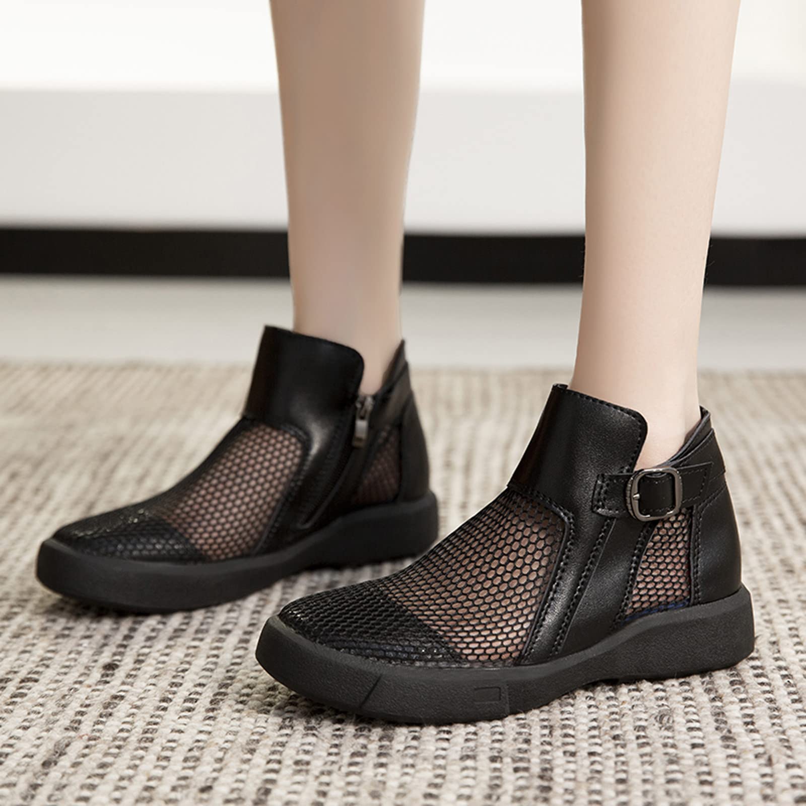 Scarpe da Donna a Punta con Cinturino con Fibbia Piatta con Fibbia Piatta retrò da Donna Scarpe di Pioggia E Neve Stivali Donna Gomma