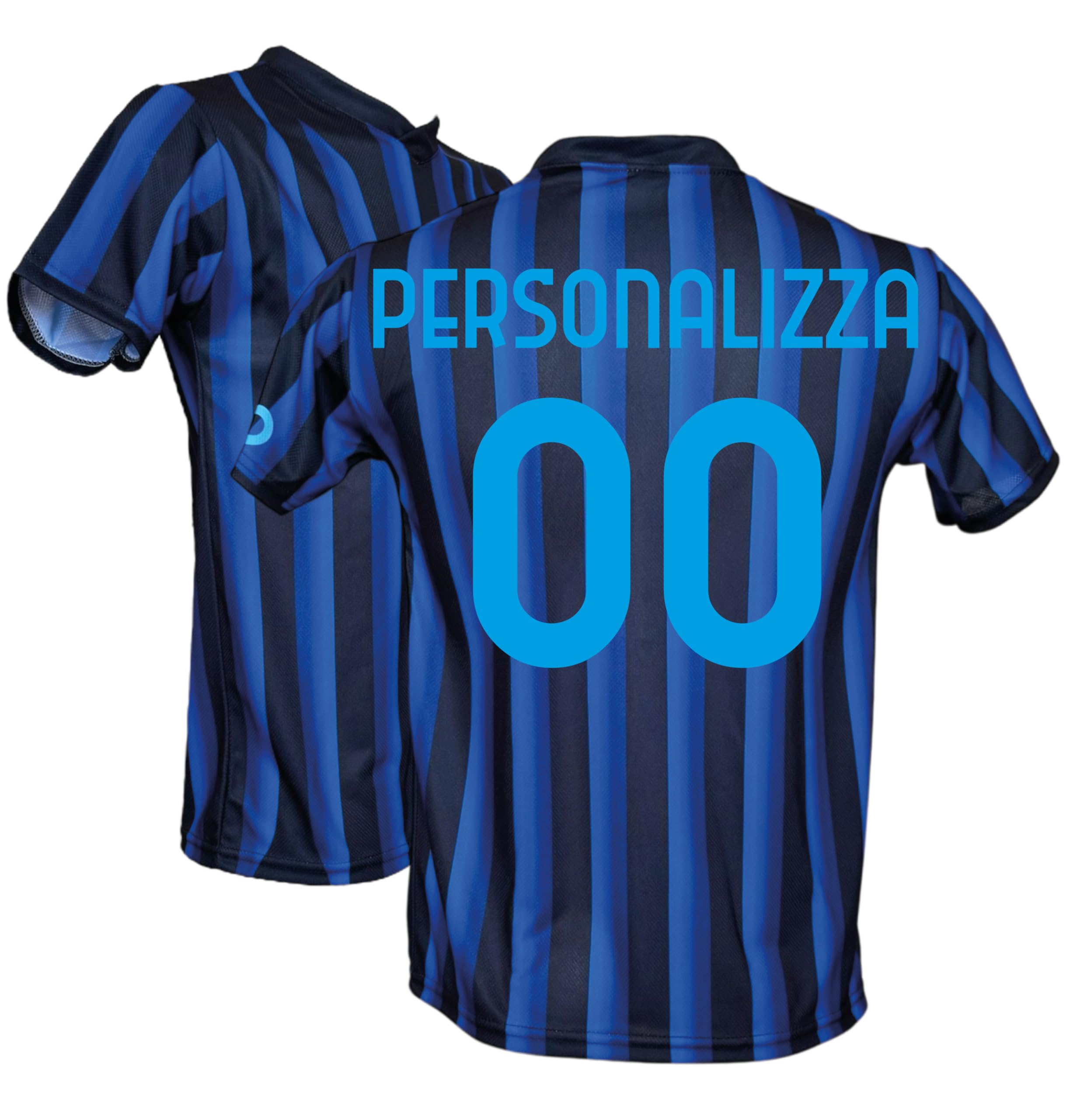 Generico Maglia Calcio Neroazzurra da Personalizzare Replica Stadio Autorizzata Regalo per Tifosi Taglie da Bambino e Adulto