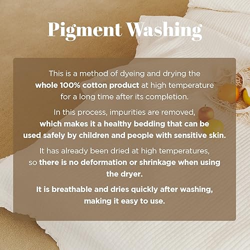 Miniatura 4 de Colcha de cama 100% algodón con volantes, tamaño individual 63 x 83' - Manta acolchada suave y transpirable lavada con pigmento para todas las