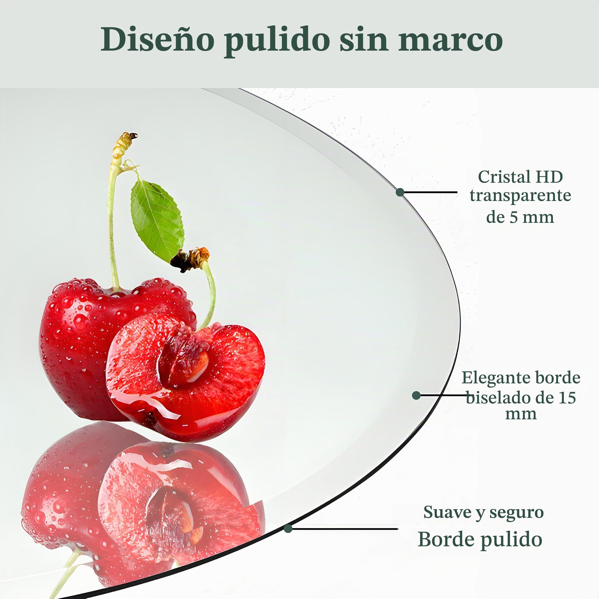ANYHI Espejo de baño moderno sin marco, espejo de pared redondo de 55 cm para decoración del hogar, diseño de borde biselado