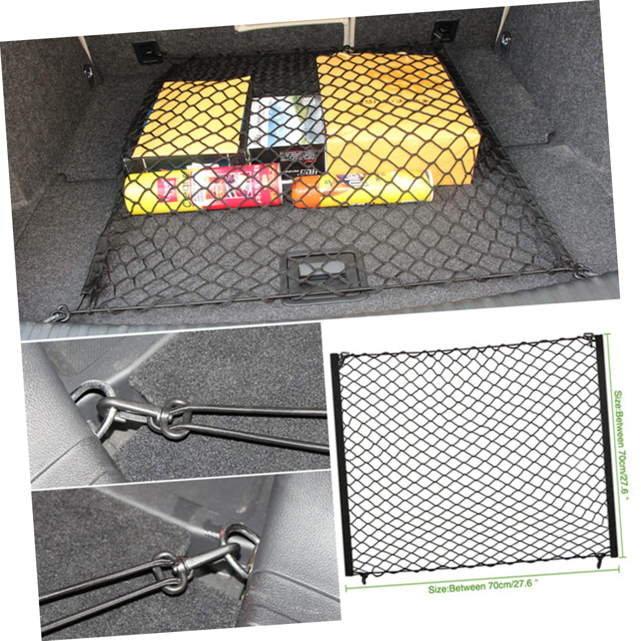 Mikinona Rete Portaoggetti Elastica per Bagagliaio Auto Rete Portaoggetti per Bagagliaio con Ganci Adatta per Auto Furgone o Suv Materiale di Resistente e Facile da Usare