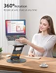 Nulaxy Télescopique 360 Support rotatif pour ordinateur portable de bureau réglable hauteur pivotante conception ergonomie Riser pour ordinateur portatif convient à tous les ordinateurs portables 10-17" MacBook, gris