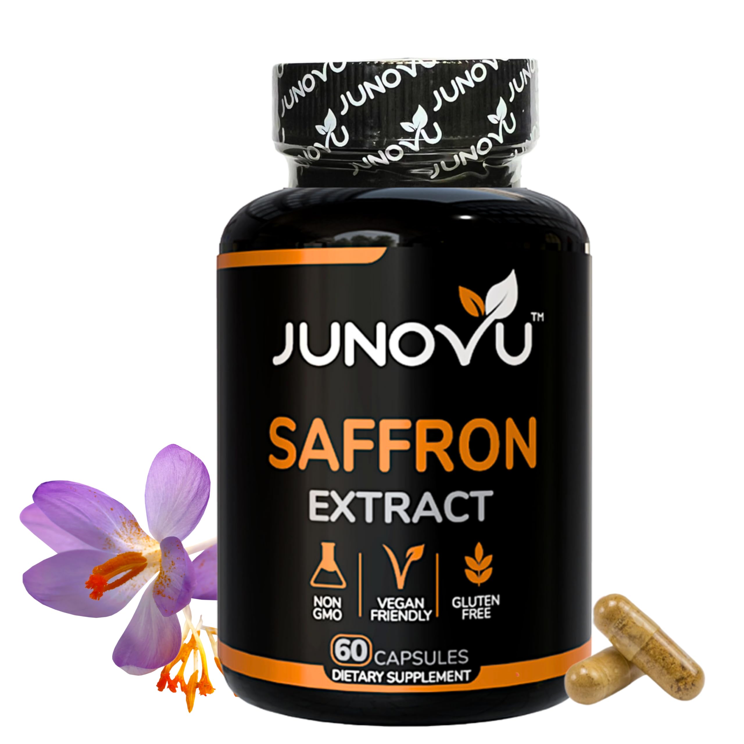 Premium Saffron Supplements - Pure Saffron Extract Capsules 88.50mg - Made in USA - Focus | Mood | Vision Support - Non-GMO, Vegan, Gluten Free - 60 Capsules (Pack of 1)