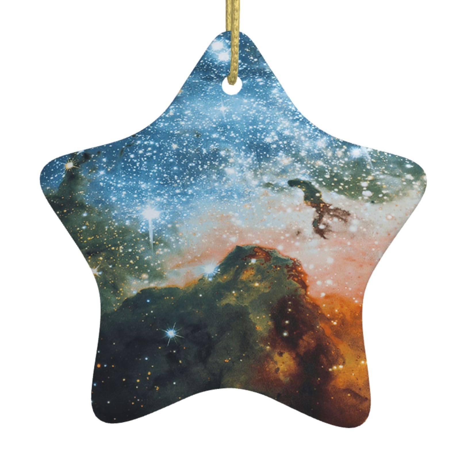 Galaxy Space. (2) Print Christmas Ornaments, Ceramic Hanging Ornament, Round Shape Decorations