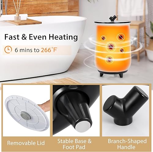 Miniatura 6 de COSTWAY Calentador de toallas estilo cubo, calentador de toallas de 23 litros con 4 tiempos de calentamiento y 3 temperaturas de calentamiento,