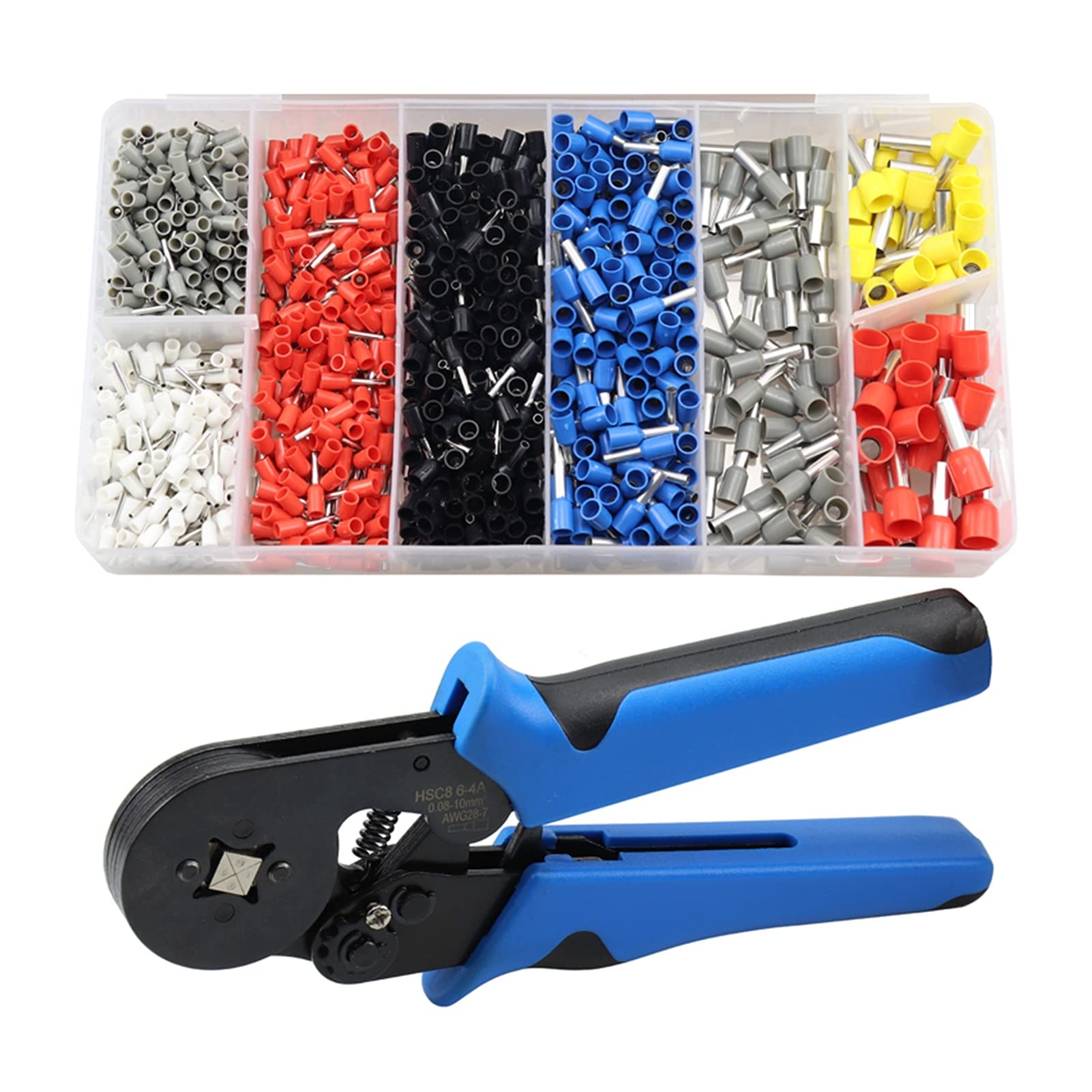 Crimpadora Terminales, Alicates de crimpeado de estilo europeo, alicates de crimpeado de terminales, pelacables, crimpadora de casquillos, herramienta manual de crimpeado, alicates + kit de 1200 term