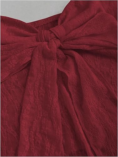 Miniatura 4 de SHENHE Top halter de encaje para mujer, nudo frontal, espalda descubierta, asimétrica, Y2k, coqueta, sin espalda, para salir