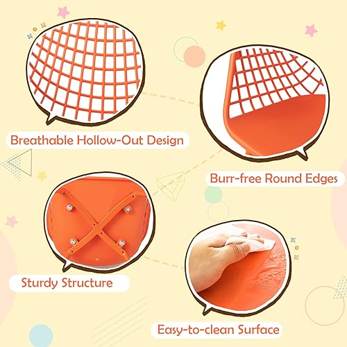 Miniatura 9 de Costzon Silla para niños, 4 piezas, sillas de tamaño infantil con respaldo curvo, reposabrazos ergonómicos, patas de metal y almohadillas