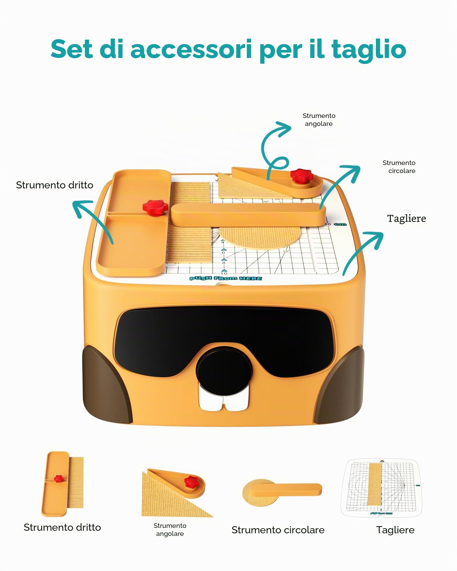 Taglierina in cartone per bambini, kit di strumenti fai da te sicuro con lame angolari, circolari e dritte, include piastra di misurazione, giocattolo creativo da costruzione per bambini dai
