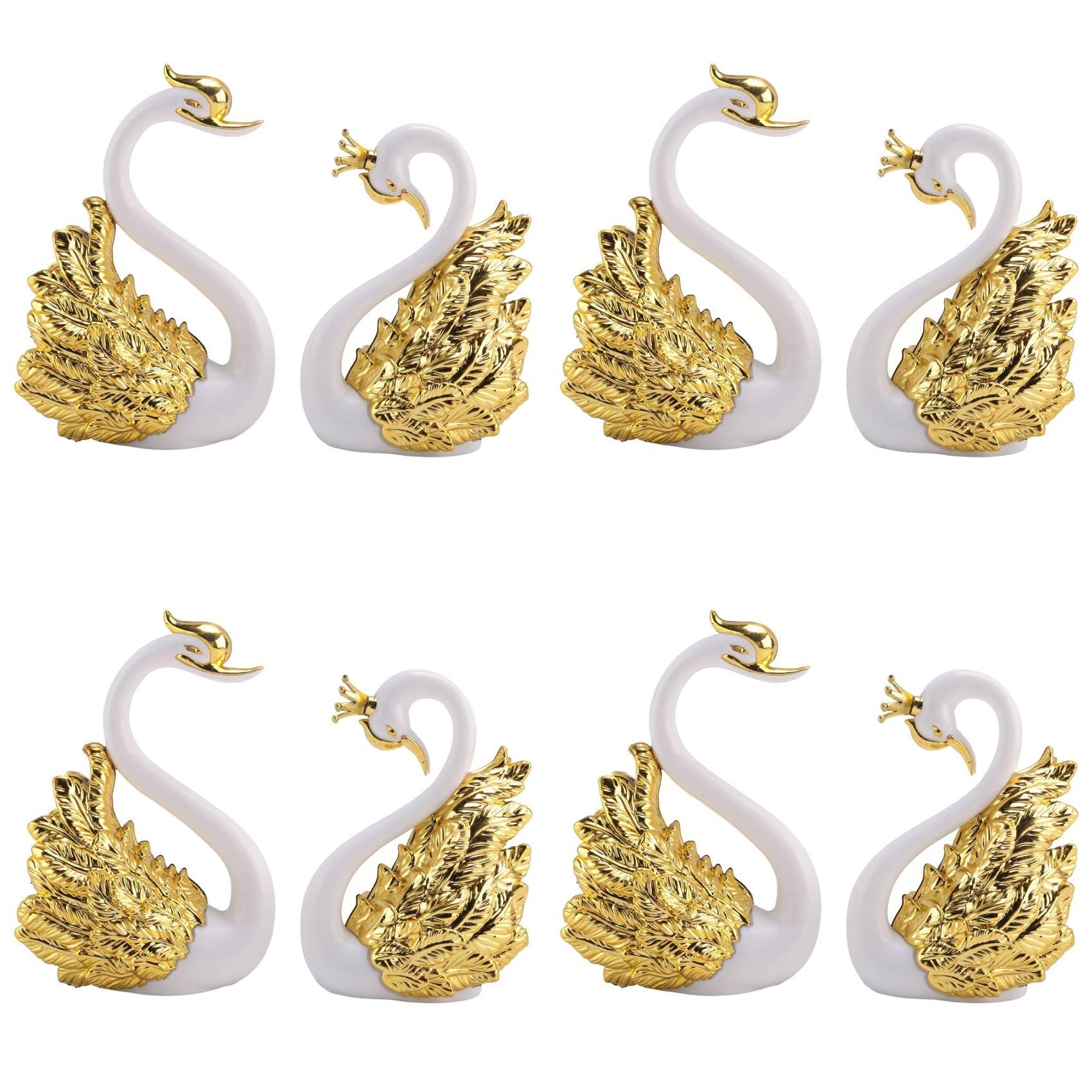 Hndhbfgrt 8 Pieces of Swan Ornaments Figurines,Swan Cake Decoration,Car Figurines Decoration,Home Wedding A