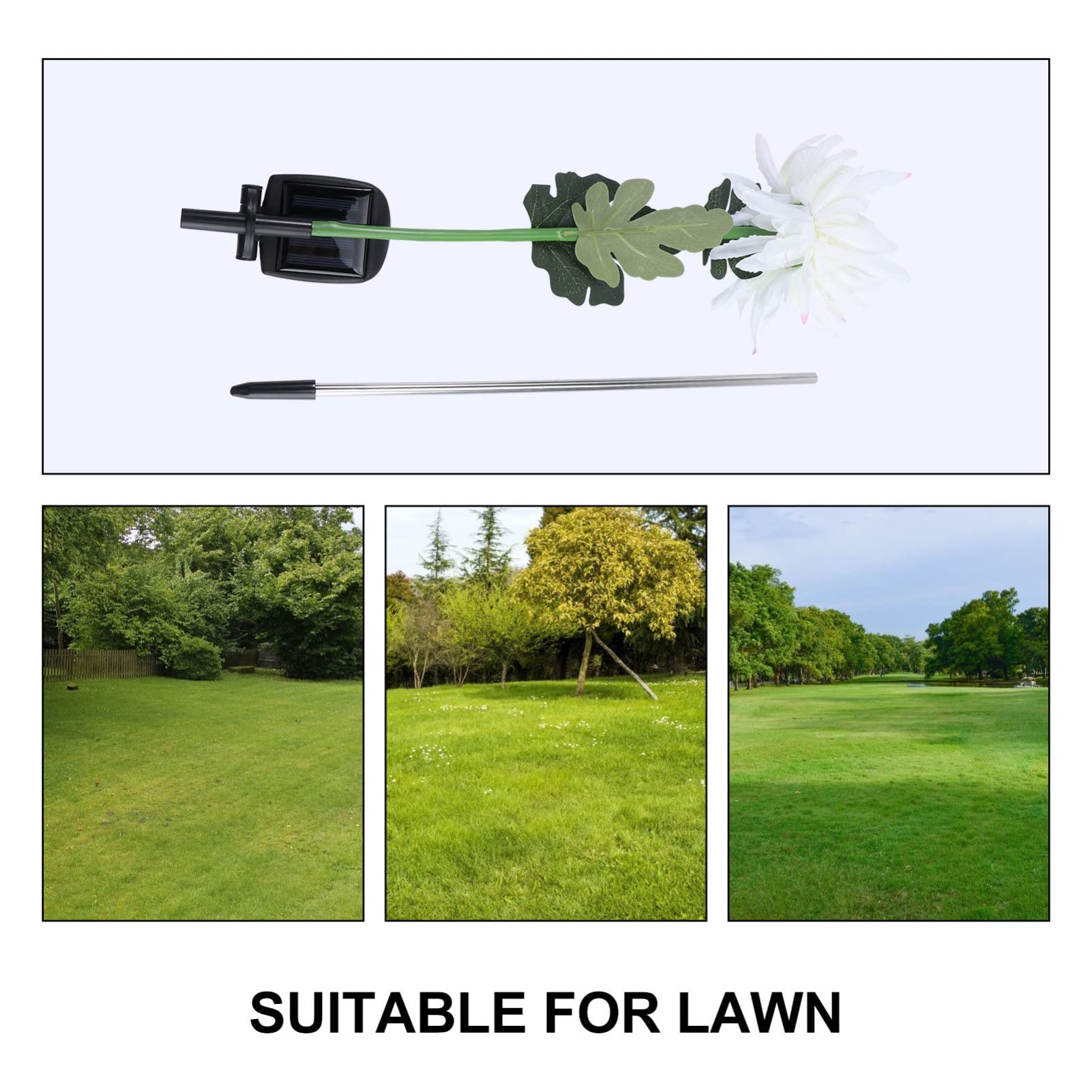 6 sztuk światła światło solarne paliki kwiaty lampa LED chodnik do stalowego podwórka chryzantema ogród zasilany ze stali nierdzewnej figurka krajobrazu kwiat patio/2269 | Whitex3 szt., 80 x 12 x 12 cm x 3 szt