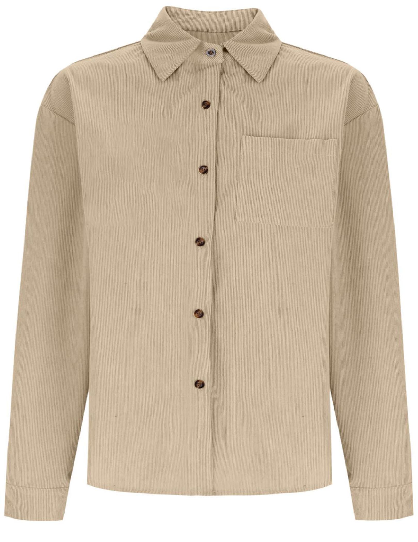 Veste Femme Velours Côtelé Mi-Saison Surchemise Boutonné à Col Revers Manches Longues Haut Ample Poches Blouson Décontractée Printemps et Automne Chemise-Veste Coupe Légère Confortable Quotidien