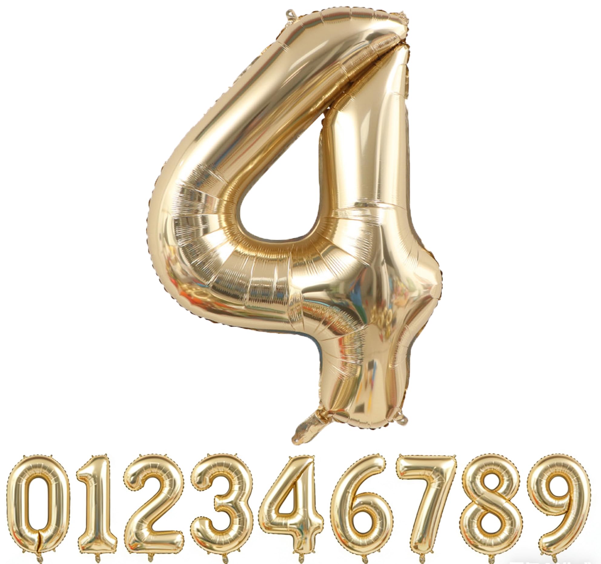 Light Gold Number 4 Foil Balloon 40IN Champagne Gold 4 Mylar Helium Balloon | Girls Boys 4th Birthday Giant Balloon Anniversary Events Party Decorations Supplies