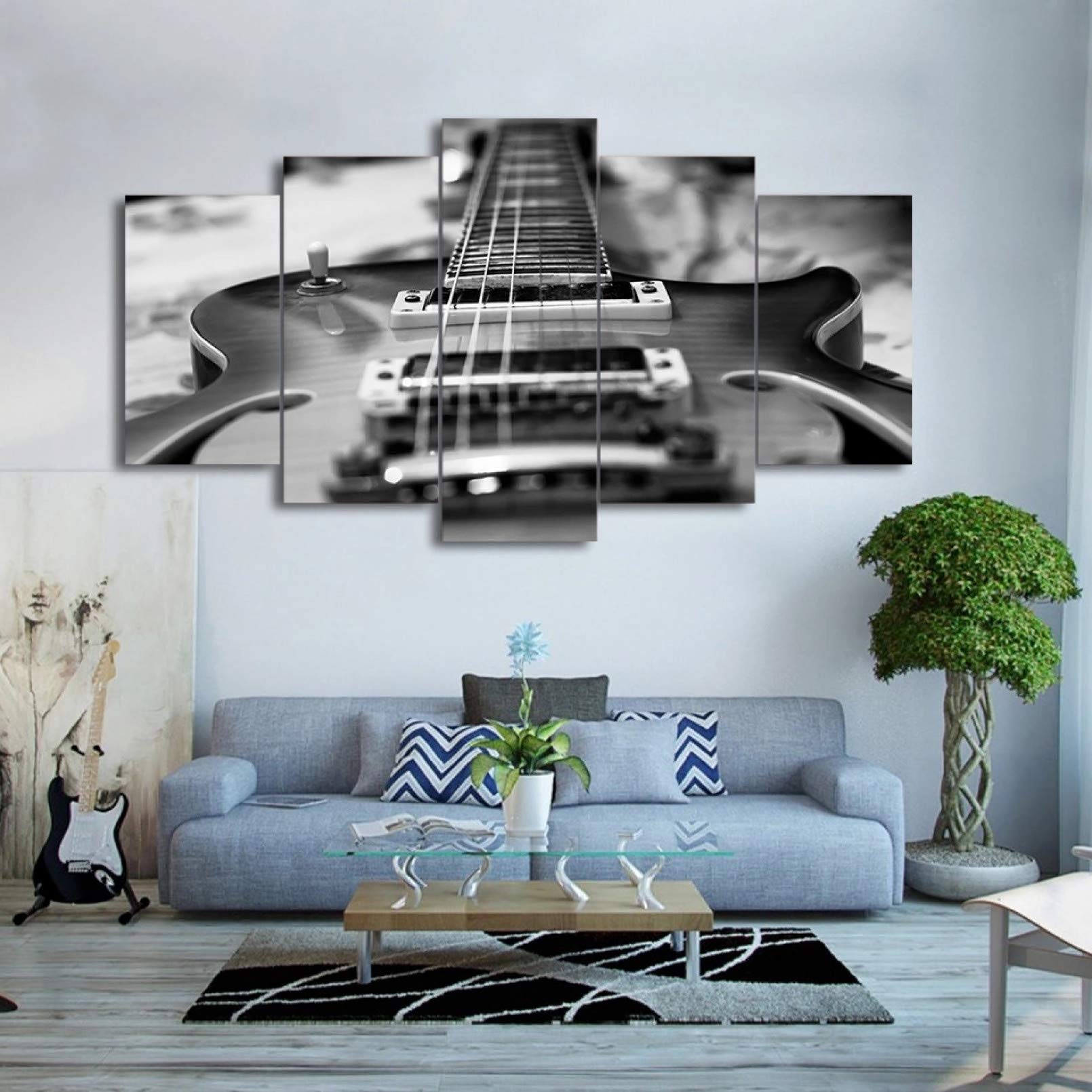 Photo Murale Guitare 5 Panneaux pour Habiller un Grand Mur Vide de Salon
