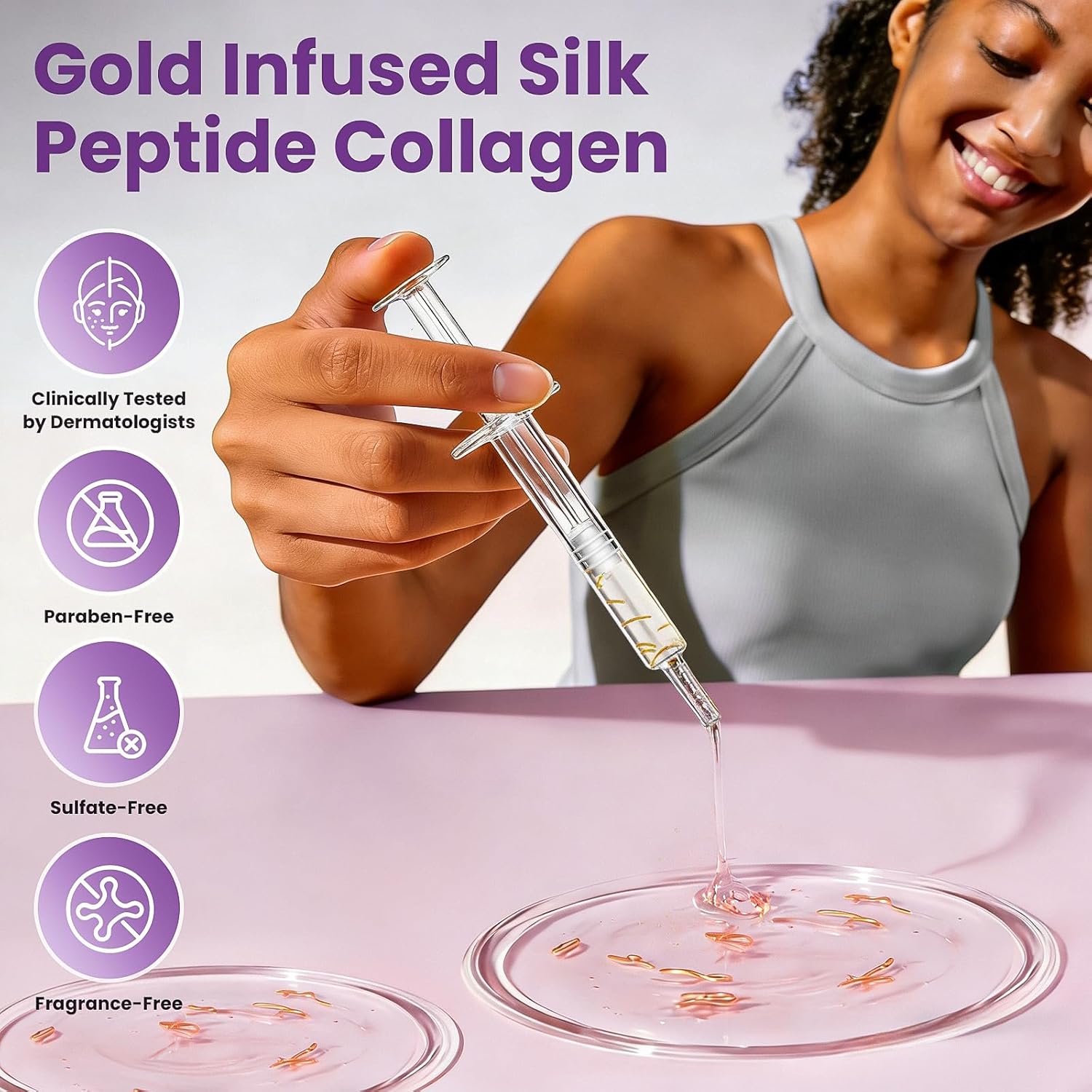Deep Collagen Silk Peptide Intensive Ampoule,Silk Peptide Intensive Lifting Ampoule,Anti-Aging Hydrating Serum for Face with Collagen & Multi Peptides, Hyaluronic Acid Serum for All Skin Types