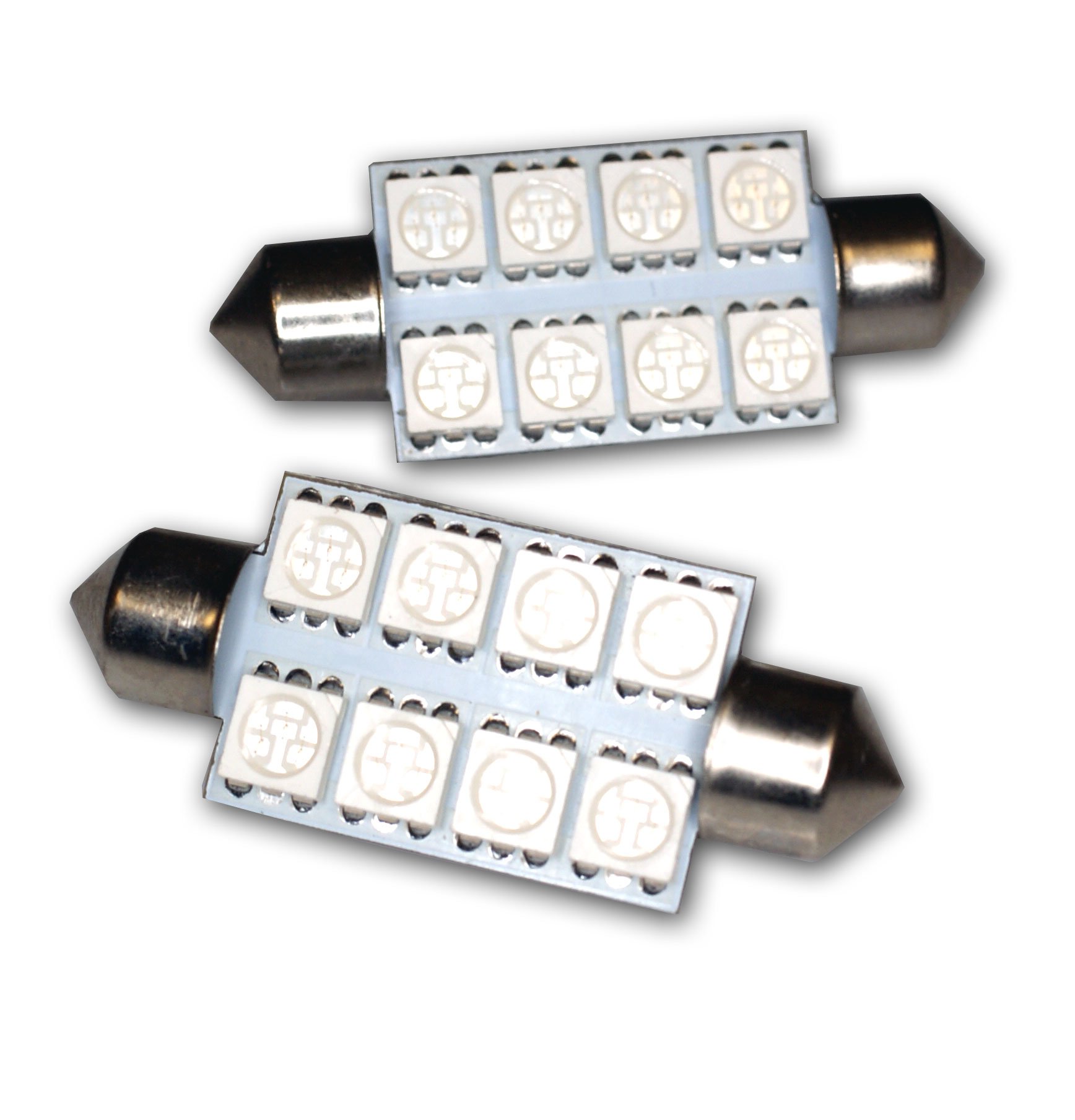 Tuningpros LEDTCL-39M-BS8 Trunk Cargo Light LED Light Bulbs Festoon 39mm, 8 SMD LED Blue 2-pc Set