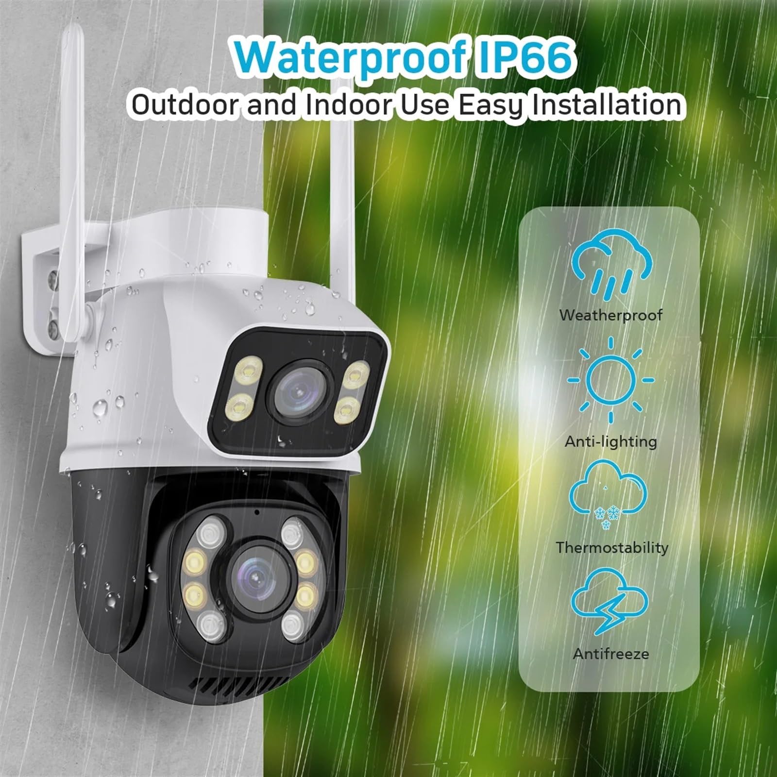 Caméra de sécurité, Caméra de Surveillance extérieure sans Fil PTZ 8MP 4K, Double Objectif, écran, détection Humaine AI, Suivi Automatique(4MP ADD 32G)