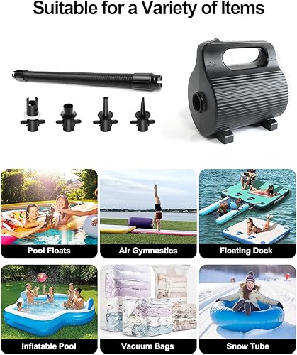 Miniatura 5 de Bombas de aire eléctricas ajustables para colchonetas inflables para piscina, 400 W600 W, infladordeflador de llenado rápido para colchonetas de