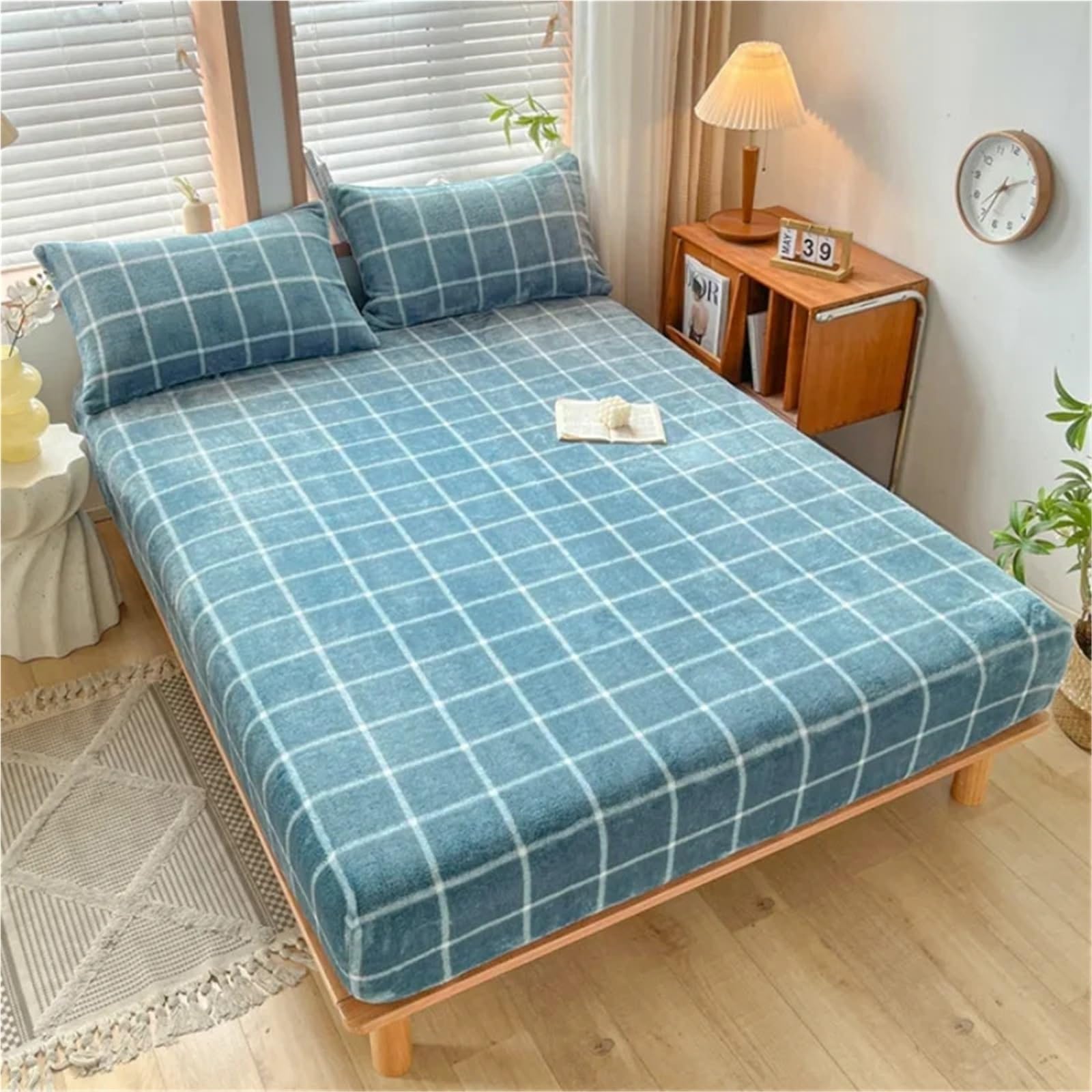 Sábana Bajera con Esquinas de Felpa Sábana de Pila Leche Invierno, Colcha cálida Gruesa Forro Polar Extra Ajustada, Funda colchón con elástico(5,120x200x25cm 1pcs)