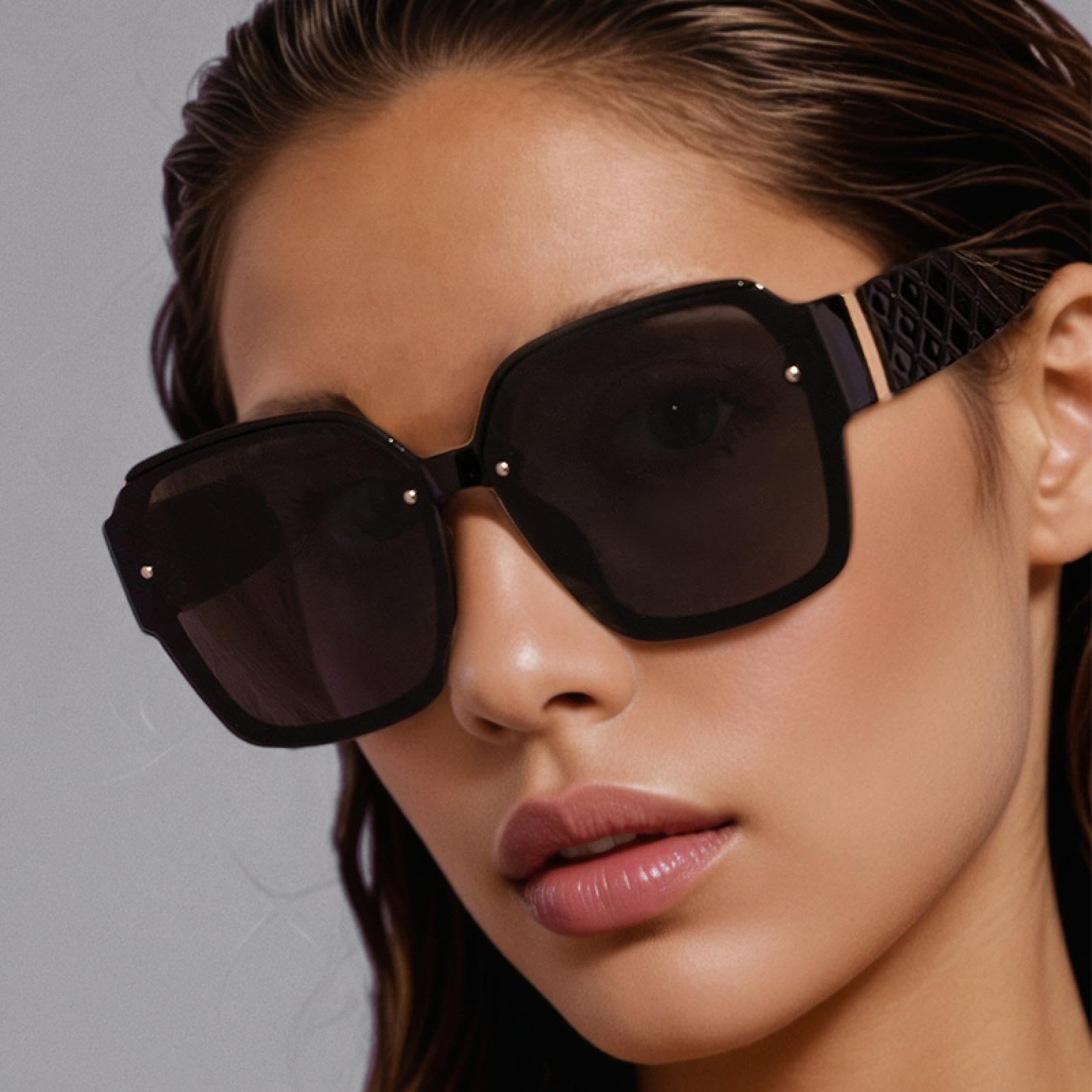 Occhiali da sole con protezione UV400 | Montatura larga in rete e lenti sfumate | Donna Uomo per sport all'aria aperta e guida