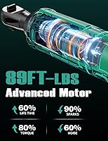 Vista 2 de KIMO - Llave de Trinquete Inalámbrica de 20 V, 3/8, 89 pies-libras, 400 rpm, Juego de Llaves de Trinquete Eléctricas con Velocidad Variable