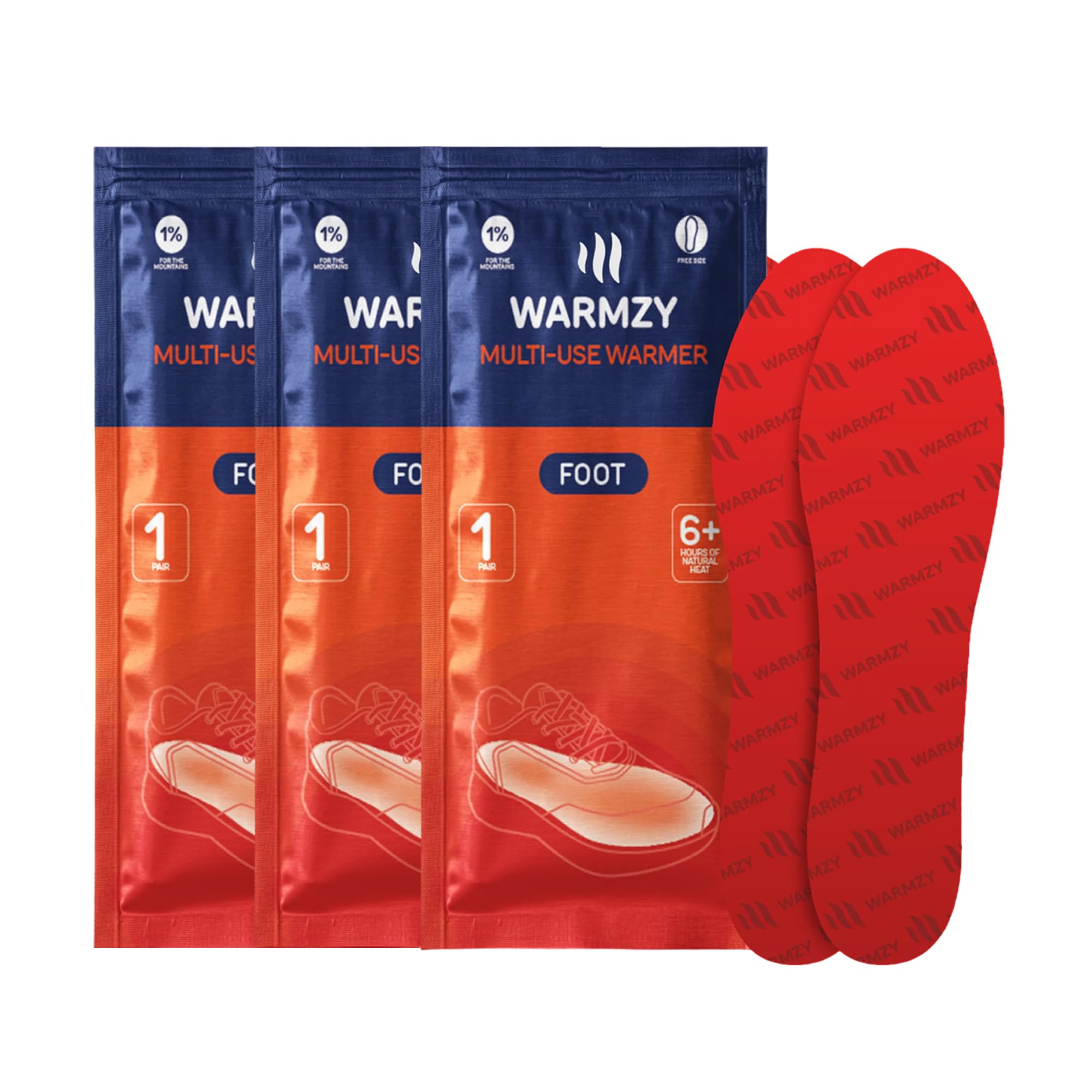 Warmzy Foot Warmers - Insoles for Instant Heat, 6+ Hours of Warmth, Odour Less - Air Activated- Camping Accessories, Winter Essentials, Pair of 3