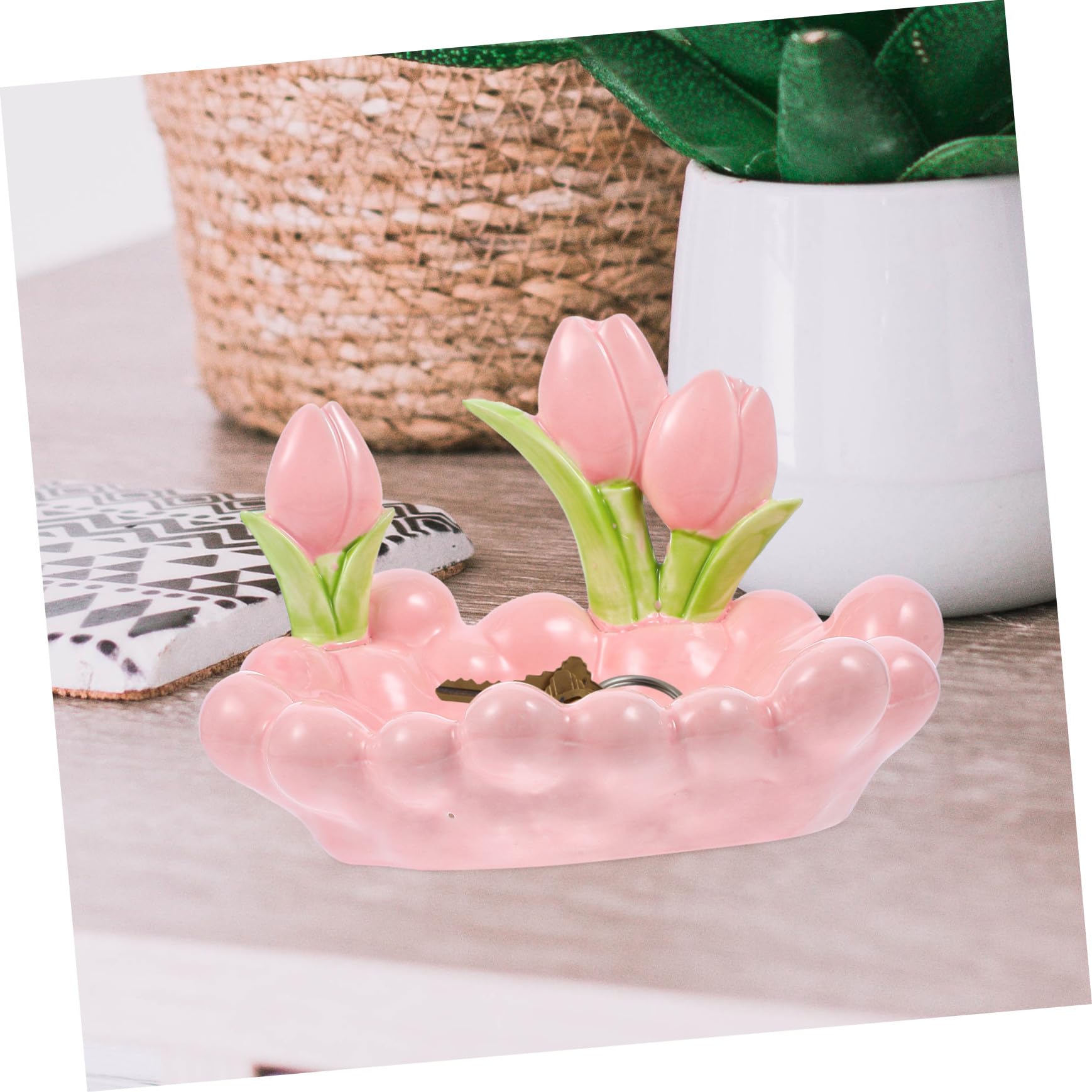 Toyvian Schmuckablage Aus Keramik Rosa Dekorative Schlüsselablage Und Ringschale Multifunktionales Schmucktablett Für Badezimmer Und Nachttisch