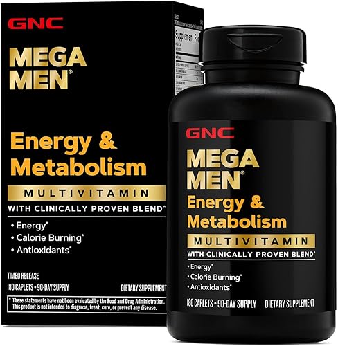 GNC Mega Men Energy & Metabolism Multivitamínico  Antioxidantes y aumento de calorías quema  180 unidades