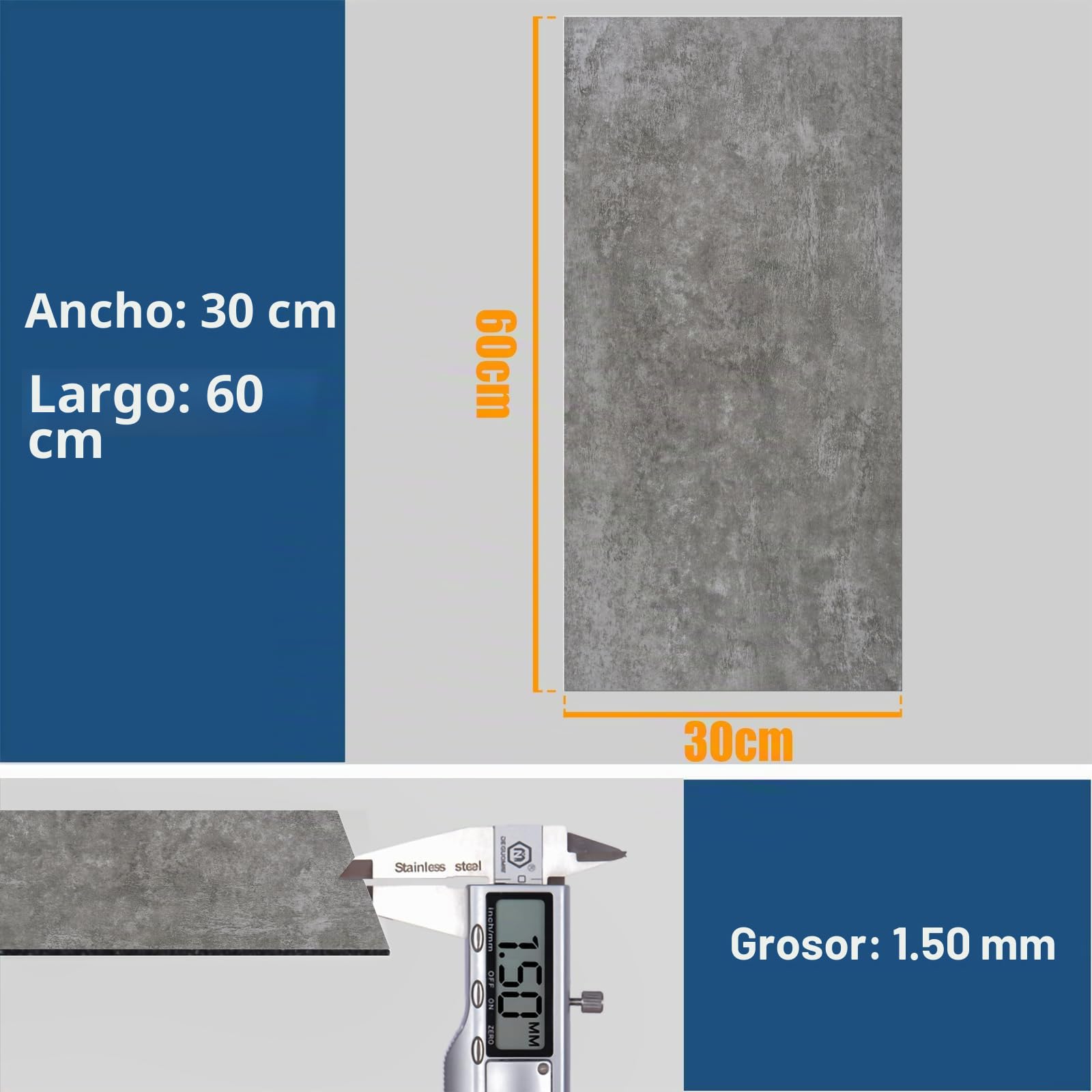 VEELIKE Suelo Vinilo Autoadhesivo Gris Vintage Vinilo Suelo Cocina Adhesivos Pegatinas de Baldosas Suelo Vinilico Cemento Papel Adhesivo para Azulejos Baño Habitación Salon 1,5mm 60cm×30cm 24 Piezas