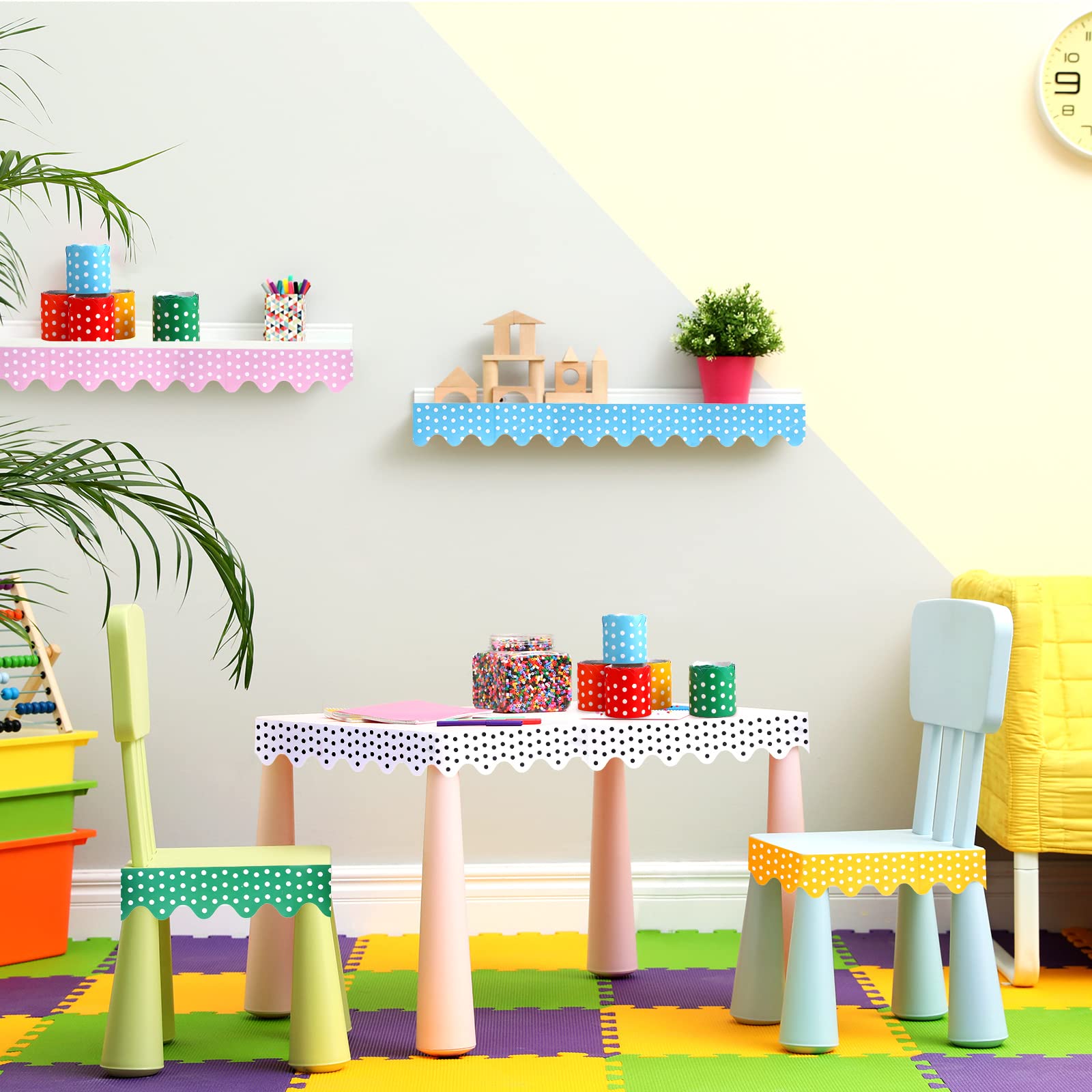 12 Packs Scalloped Bulletin Board Borders Multicolor Rolled Borders Classroom Borders for