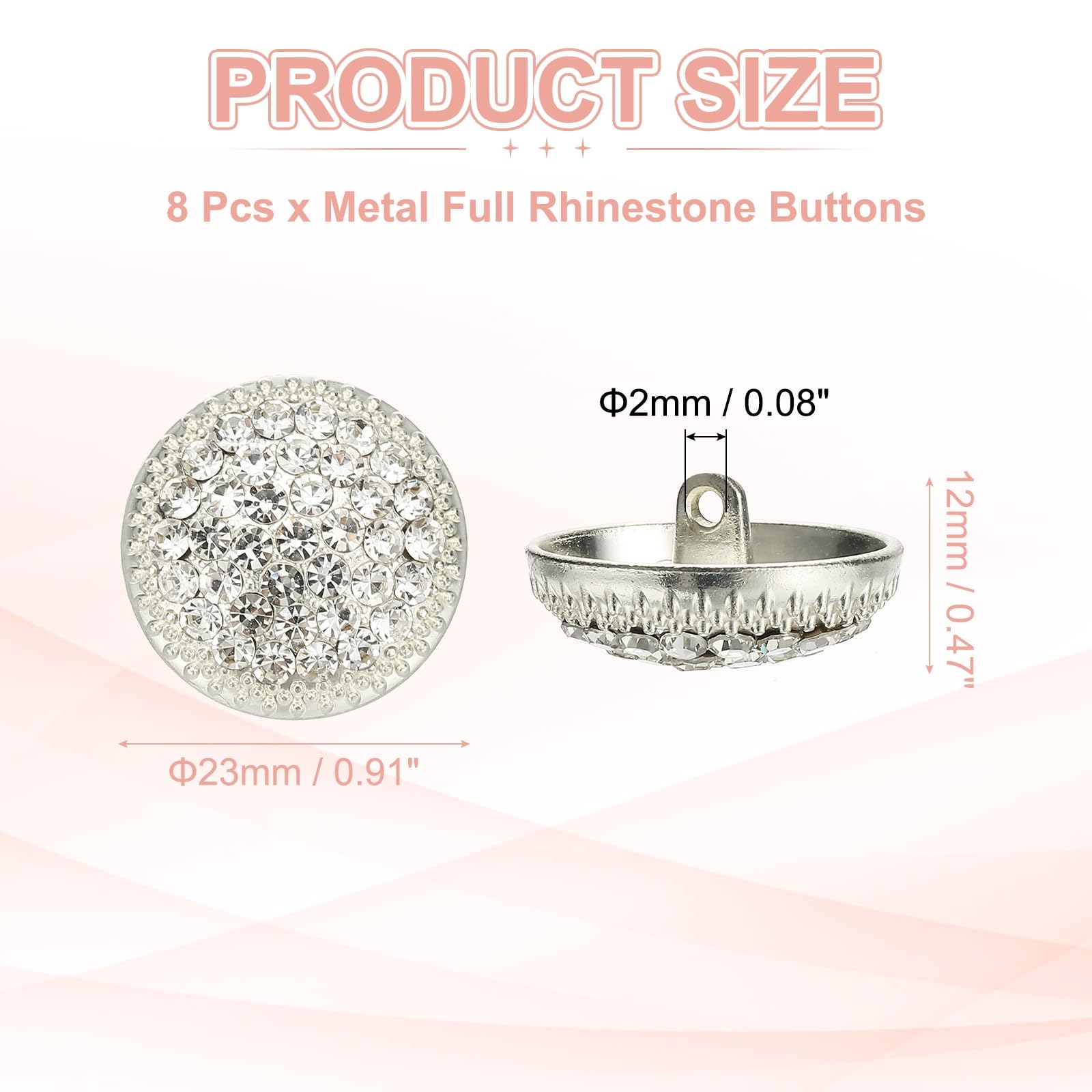 YELARXI Rhinestone Buttons, Sew on Rhinestone Button Metal Round, Fitting for (Clothing, Decoration, DIY Crafts - Image 2