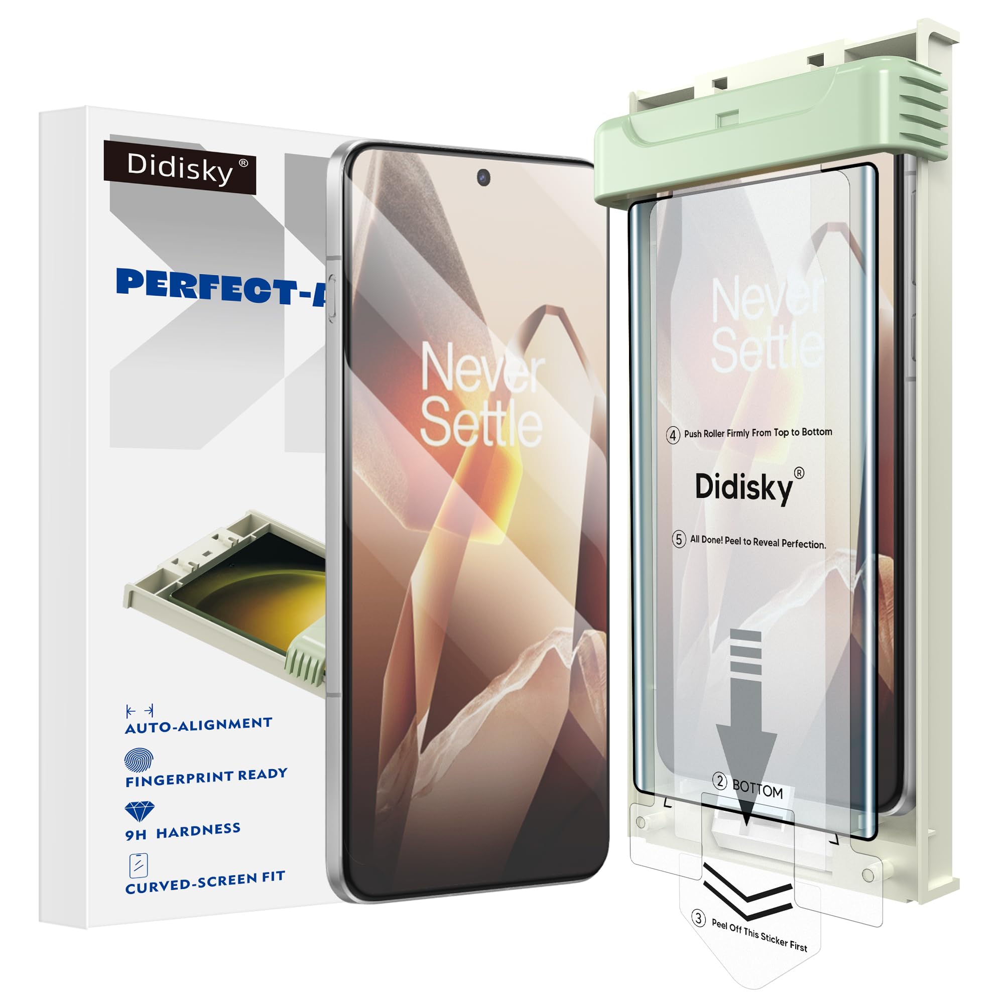 Didisky Lot de 2 protecteurs d'écran en verre trempé pour OnePlus 13, prend en charge les empreintes digitales à ultrasons, HD transparent, avec cadre d'installation facile, dureté 9H, couverture