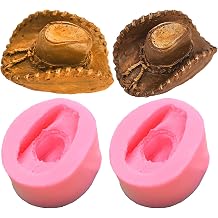 Wehous 2PCS Cowboy Hat Silicone Mold 3D Silicone Mold Cowboy Hat Fondant Chocolate Cake Decoration Mold Cool Resin Candle Mold Soap Candle Making Kit Epoxy Casting Clay Resin Craft Mould