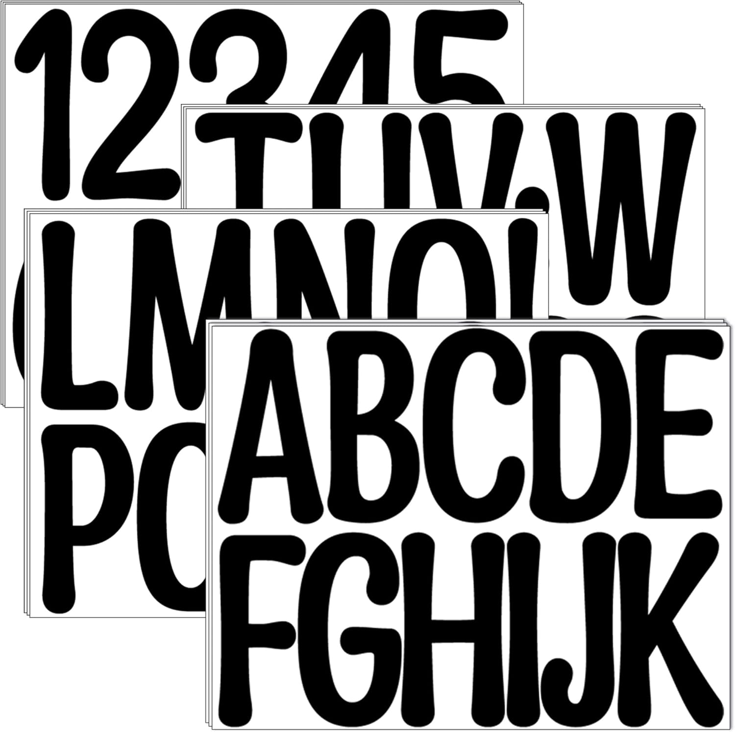 135PCS Letter Stickers Large 12 Sheets Alphabet Number Stickers Waterproof Self-Adhesive Vinyl Letters for Bulletin Board Poster Board Mailbox Crafts Classroom Home School Project Decor(Black, 3 Inch)