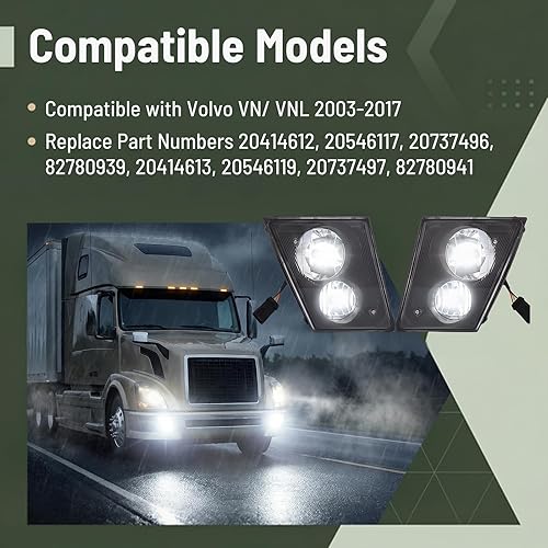Miniatura 2 de Conjunto de luces antiniebla Yuanone para camiones Volvo VNL 2004-2017, con bombillas dobles, lado del conductor y del pasajero