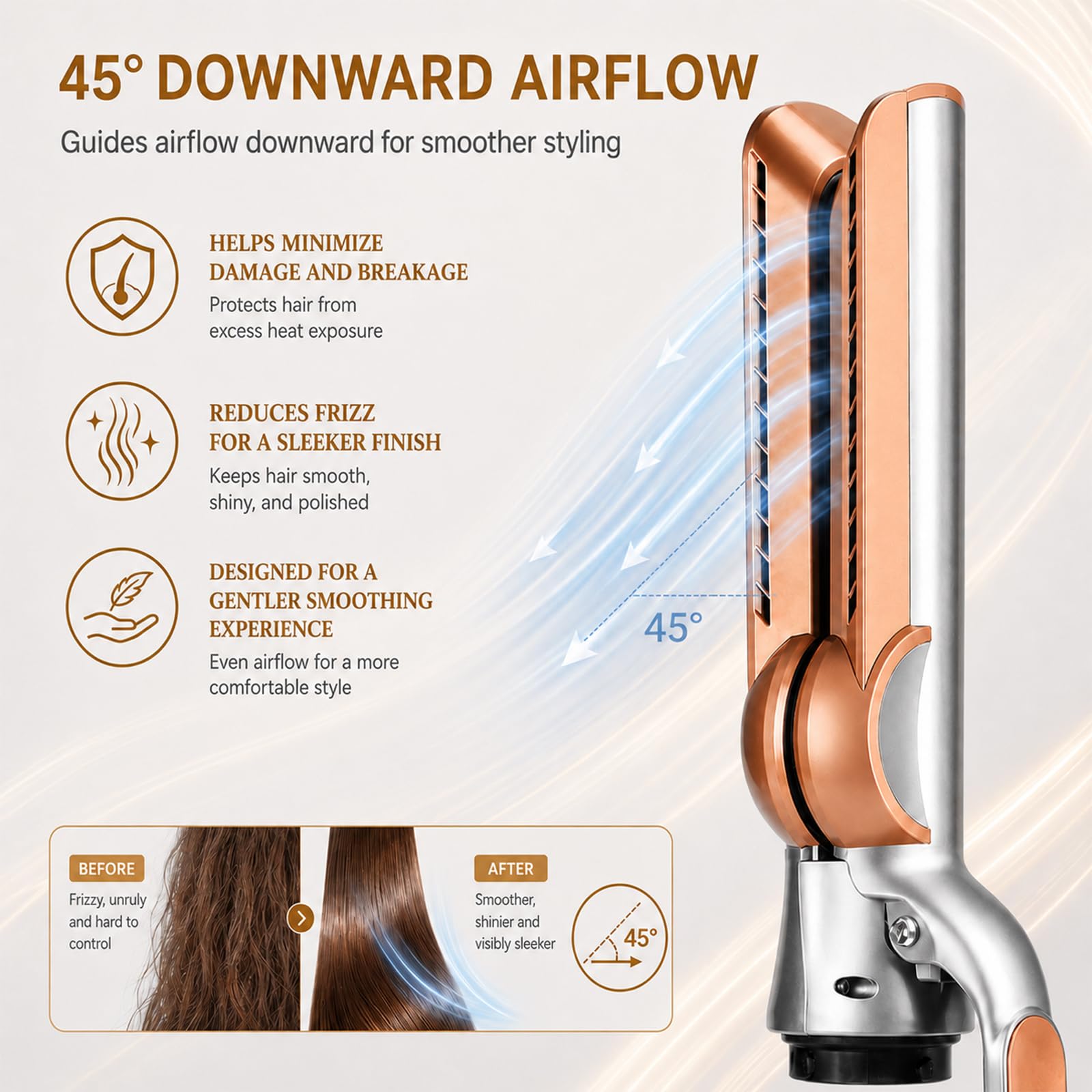 Airflow Haarglätter-Aufsatz für Dyson Airwrap Kompatibel mit HS01/HS05/HS08 Trocknen Glätten mit Kaltluft-Technologie Reduziert Hitzeschäden Ohne Heizplatten