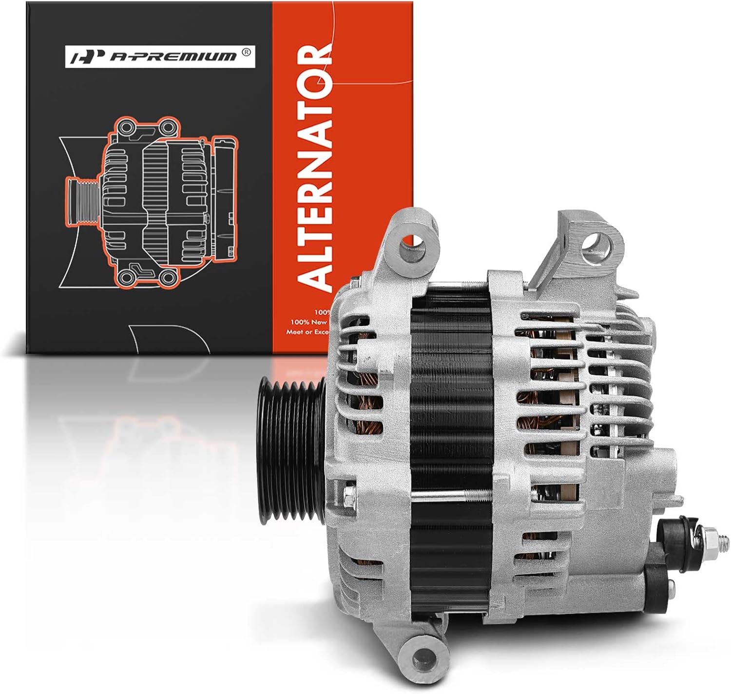 A-Premium Alternator Compatible with Mazda MPV 2002-2006 V6 3.2L, 12V 110A 6-Groove Pulley Clockwise, Replace# A3TJ0191, AJ5118300