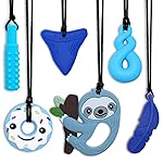 Chew Necklaces for Sensory Kids Boys Girls, 6 Pack Chewy Necklace Sensory Toys for Kids with Autism, Silicone Oral Motor Aids Chew Toys for Children Adults Reduce Fidgeting