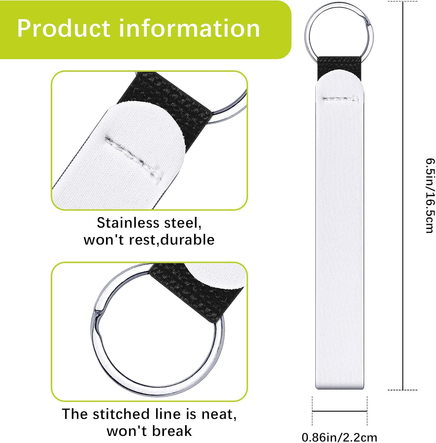 40 Pcs sublimation wristlet blanks Keychain Bulk White Neoprene sublimation keychain blanks Products DIY for Women - Image 2